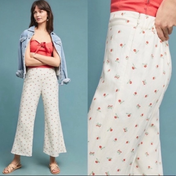 Anthropologie Pants - NWT Anthro Feather Bone Cherry Pants 🍒